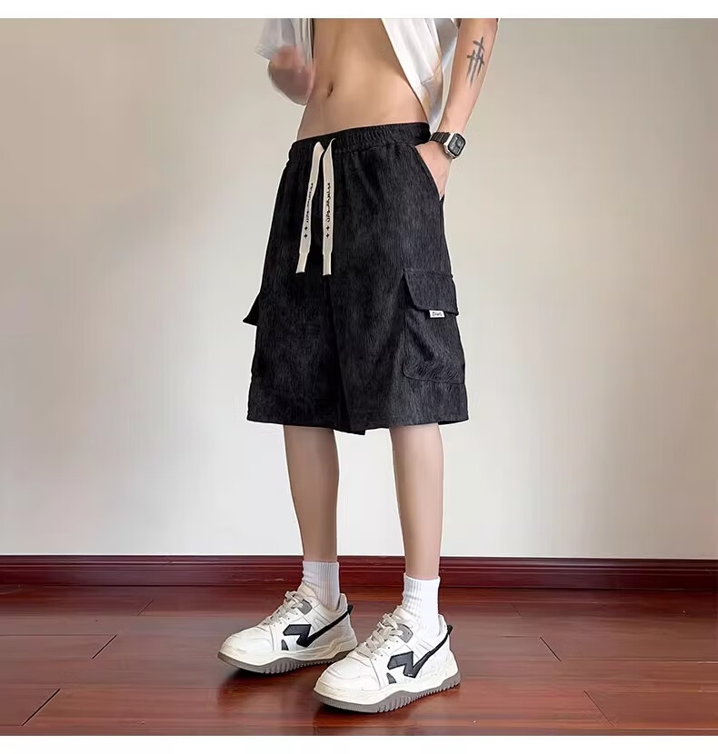 JEEP SPIRIT Men's Summer Workwear Shorts Casual Loose Ice Silk Big Pocket Black XL 14