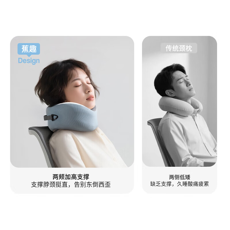 Jiaoqu Travel Memory Foam Neck Support U-Shaped Pillow Nap Pillow Neck Protection Portable Storage U-Shaped Pillow for Sleeping on Plane and Car