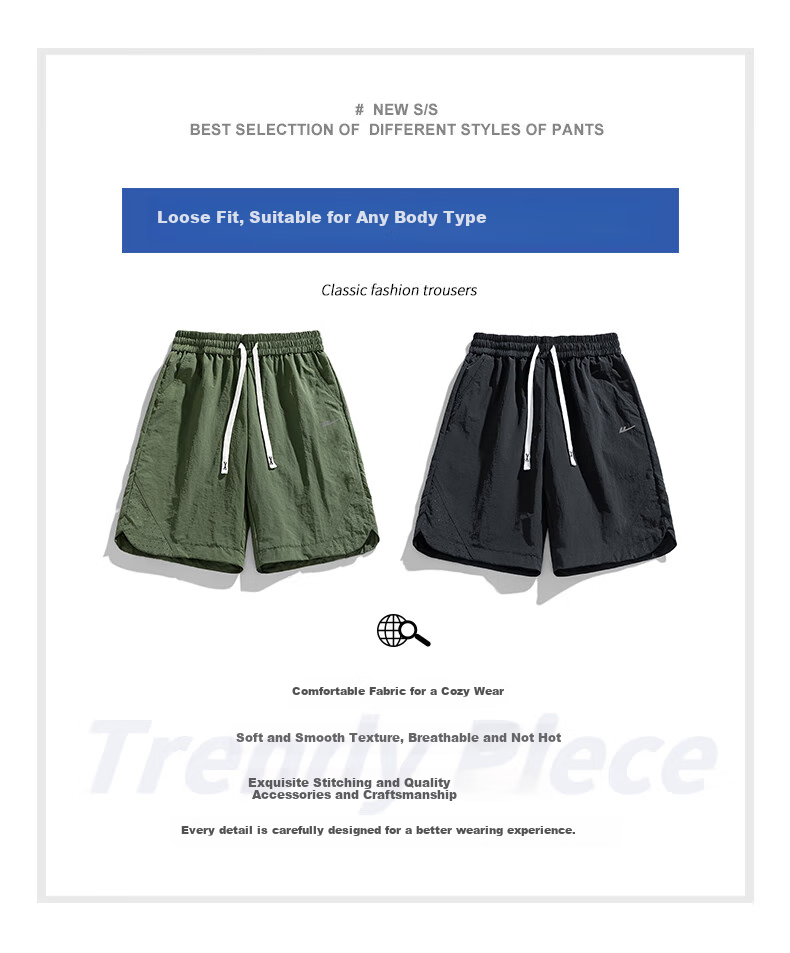 Huili Quick-Dry Pants for Men, Outdoor Ice Silk Sports Shorts, Men's Casual Pants, Running Moisture-Wicking Quick-Dry Basketball Five-Point Shorts 2