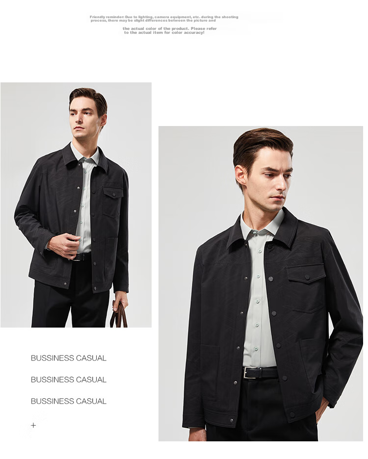 FIRS Printed Jacket for Men, Spring And Autumn Fashion Business Casual Commute Work Dark Button Cardigan Lapel Men's Short Coat 5
