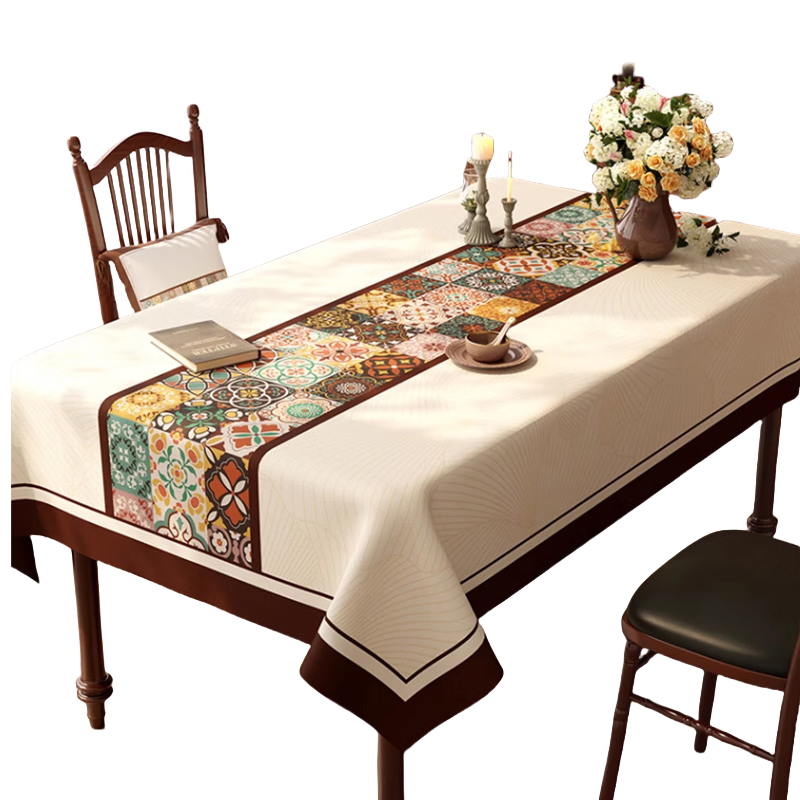 AVIVI Vintage Style Tablecloth, Waterproof And Oil-Proof Dining Table Cover, White Rectangular Coffee Table Mat, Table Pad, 140*180 Magoer