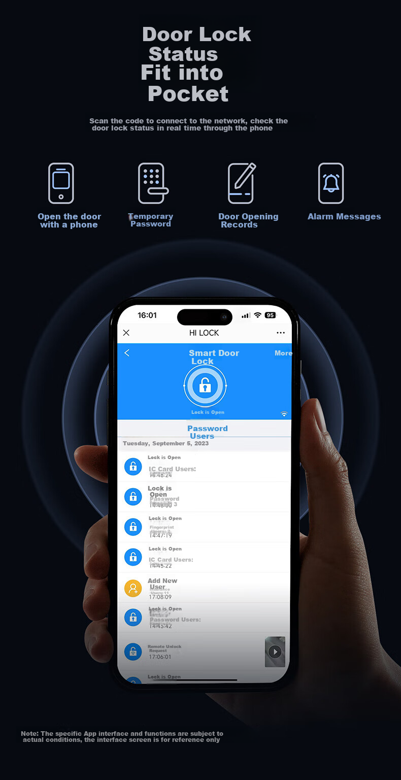 Haier Smart Door Lock P30 Facial Recognition Version Electronic Lock Password Door Lock Entry Door Anti-Theft Door Home Fingerprint Lock 15
