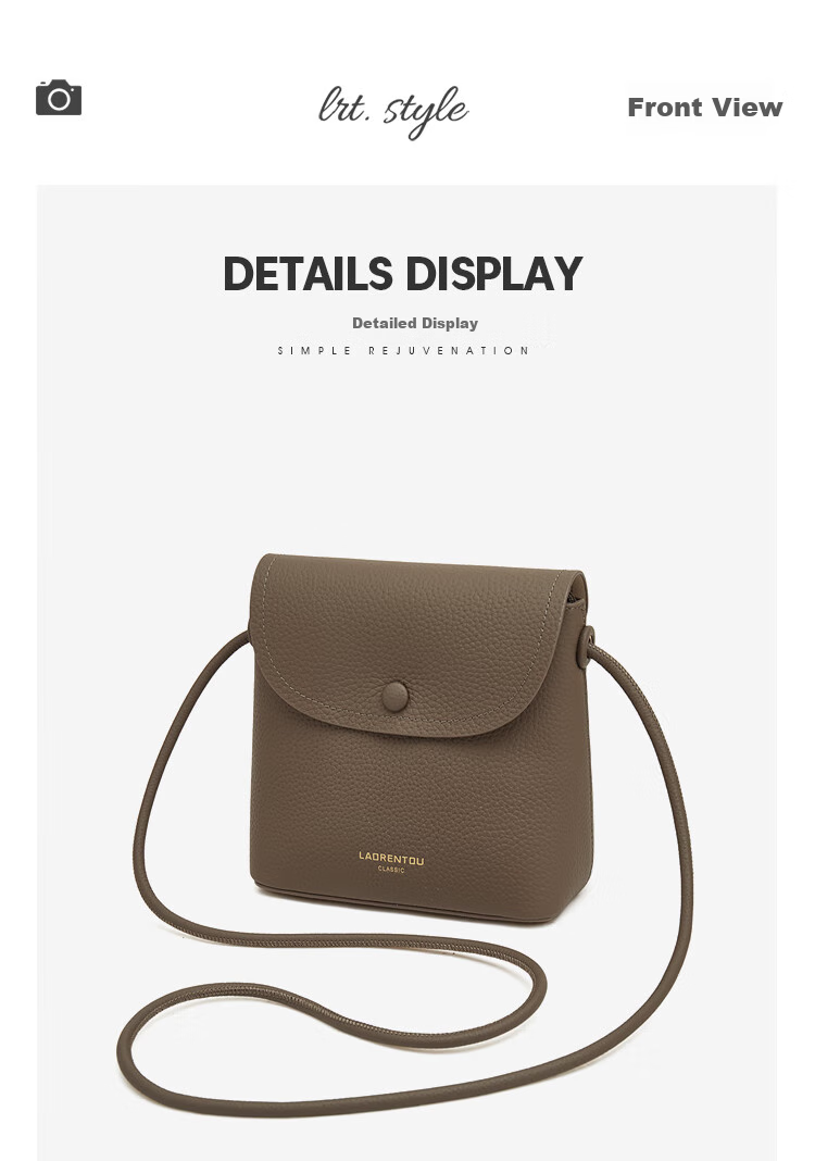 Laorentou Top-Grain Leather Women's Handbag, Large Capacity Shoulder Bag, Crossbody Bag, Phone Pouch, Valentine's Day Gift for 520 10