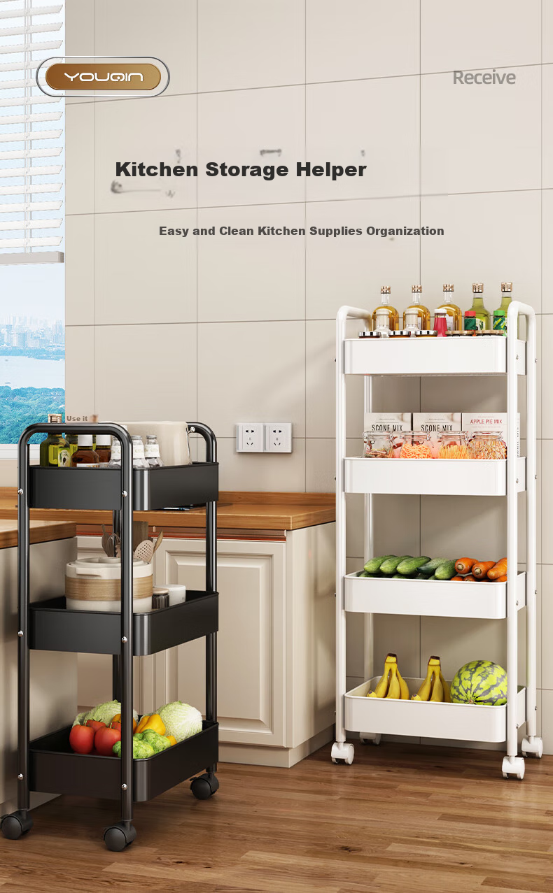 Jiadu Kitchen Storage Rack, Multifunctional Floor-Standing Vegetable Trolley, Household Fruit And Vegetable Basket, Multi-Layer Storage Shelf 2