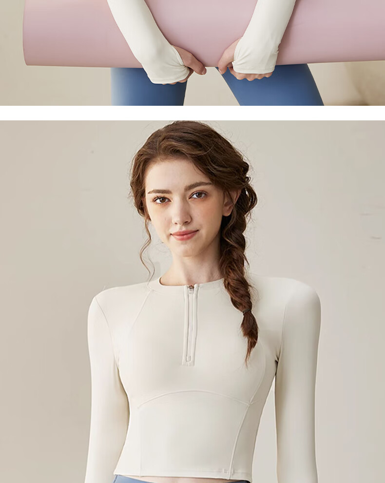XUEXIMAN Yoga Top Jacket Women with Chest Pad Half Zipper Autumn Winter Slim Fit Long Sleeve Workout Pilates Fitness Apparel 11