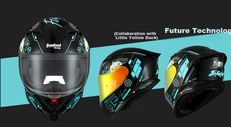 Tanked Racing Motorcycle Helmet T153S, Anti-Fog Black Future Technology [Duck Co-Branded Edition], XXXXL 15