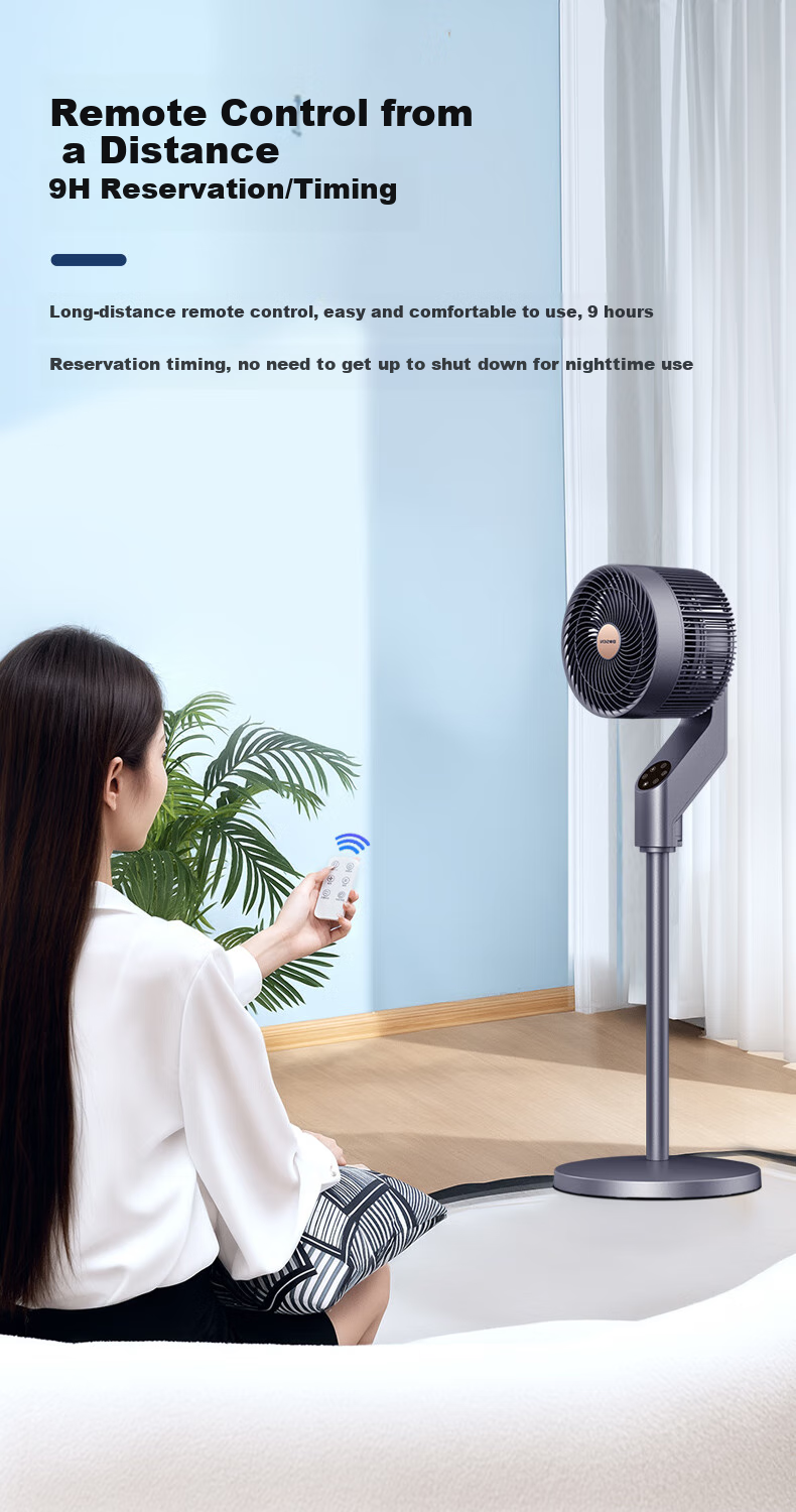 BOSEN Remote Control 8-Direction Oscillating Air Circulator Fan, High Airflow Electric Fan, Home Floor Fan, Upgraded Heightened 6-Speed AC Fixed Frequency Quiet Gentle Wind Aromatherapy Mosquito Repellent XHS-1907S 6