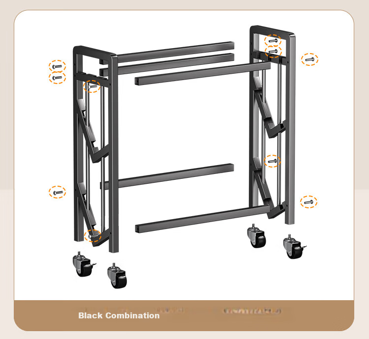 Leshengtu Mobile Bookshelf with Wheels, Small Storage Rack, Steel Book Organizer Shelf, Black, 4-Tier, LB44 9