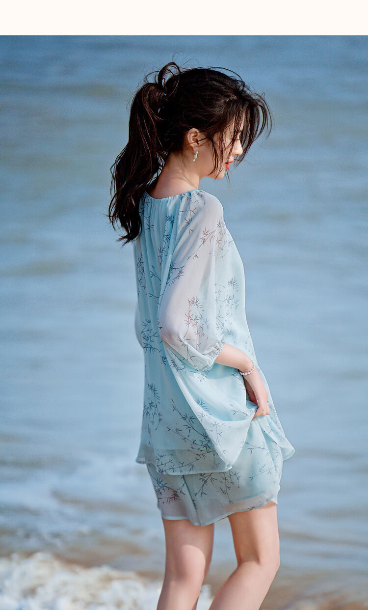 Demana Lightweight Soft Wrinkle-Effect Set Summer Sweet Hollow-Out Ruched Three-Quarter Sleeve Top and Shorts Elegant Women's Two-Piece Set 8