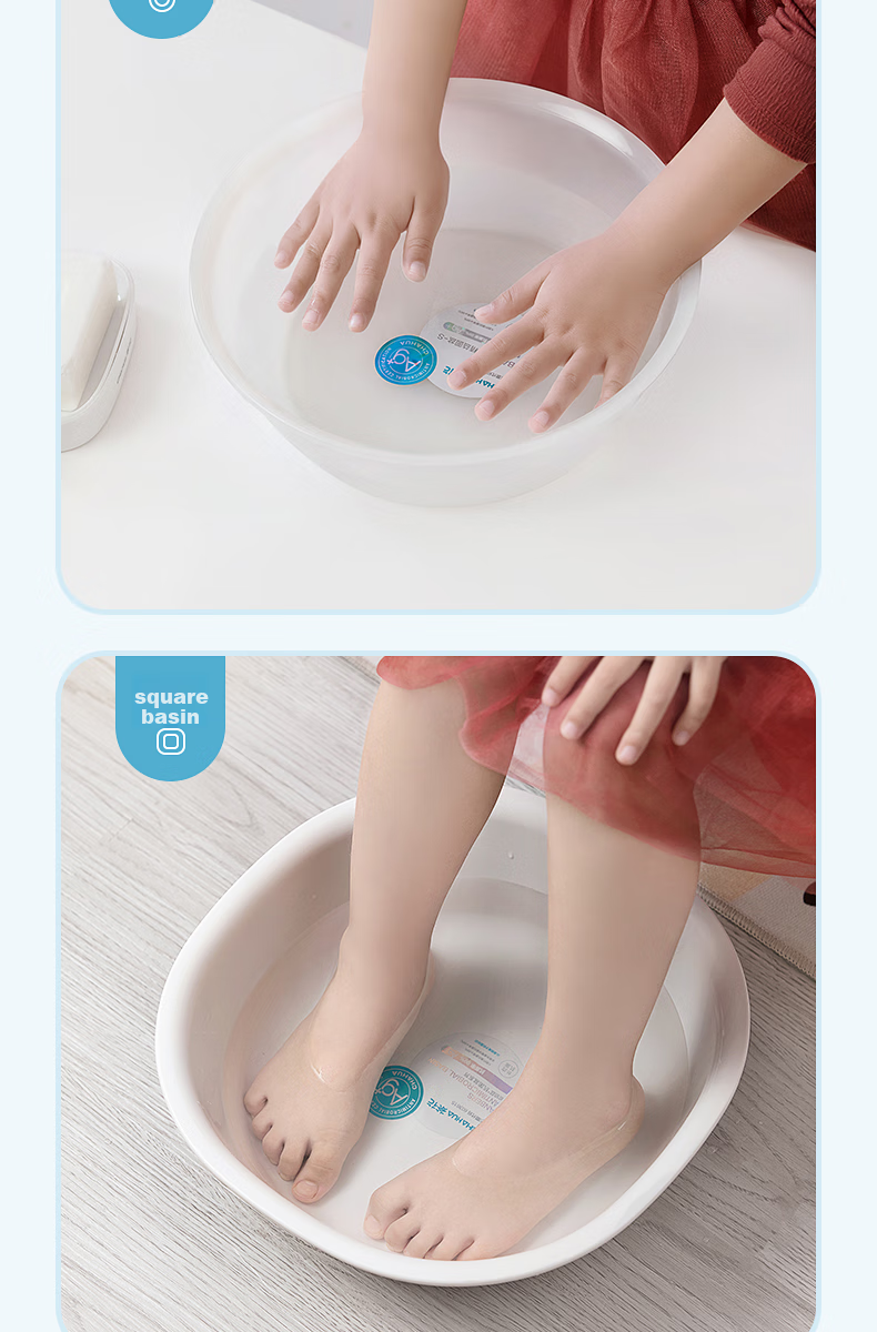 CHAHUA Plastic Basin, Size S, Antibacterial Silver Ion Baby Washbasin, Underwear Washing Basin, Square Basin, PP Material, Anti-Mold 7