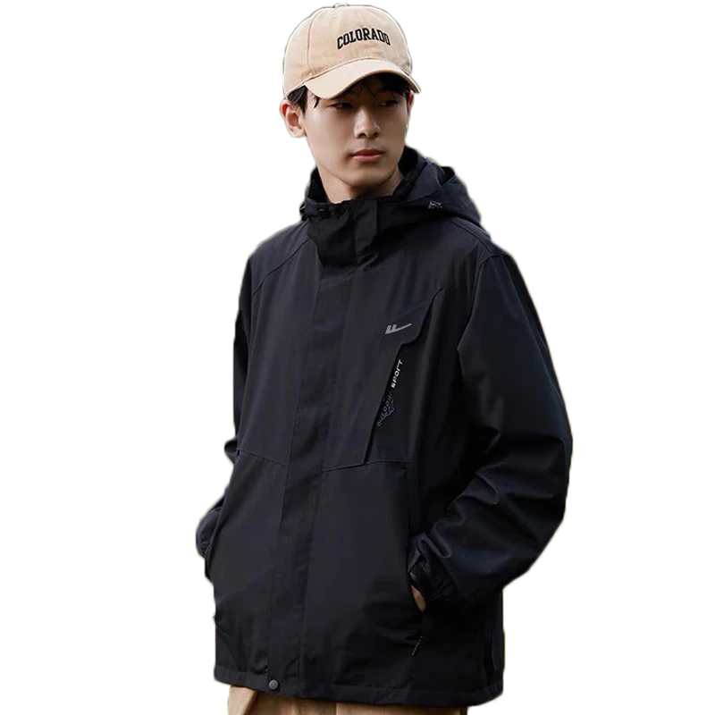 Huili Men's Outdoor Hooded Waterproof Windproof Jacket, Spring And Autumn Sports Hiking Coat for Me