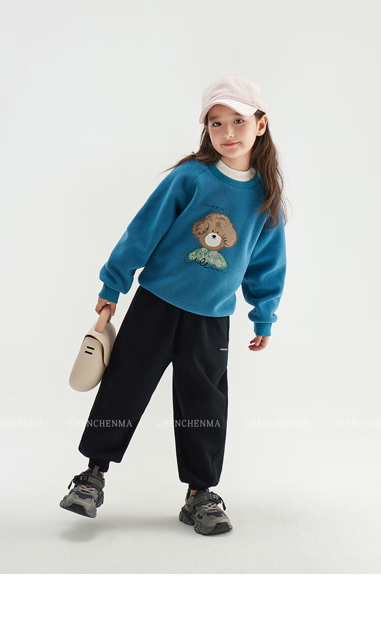 Chenchenma [Zoo] Girls' Anti-Static Animal Print Fleece Sweatshirt, Autumn And Winter Children's Top 5