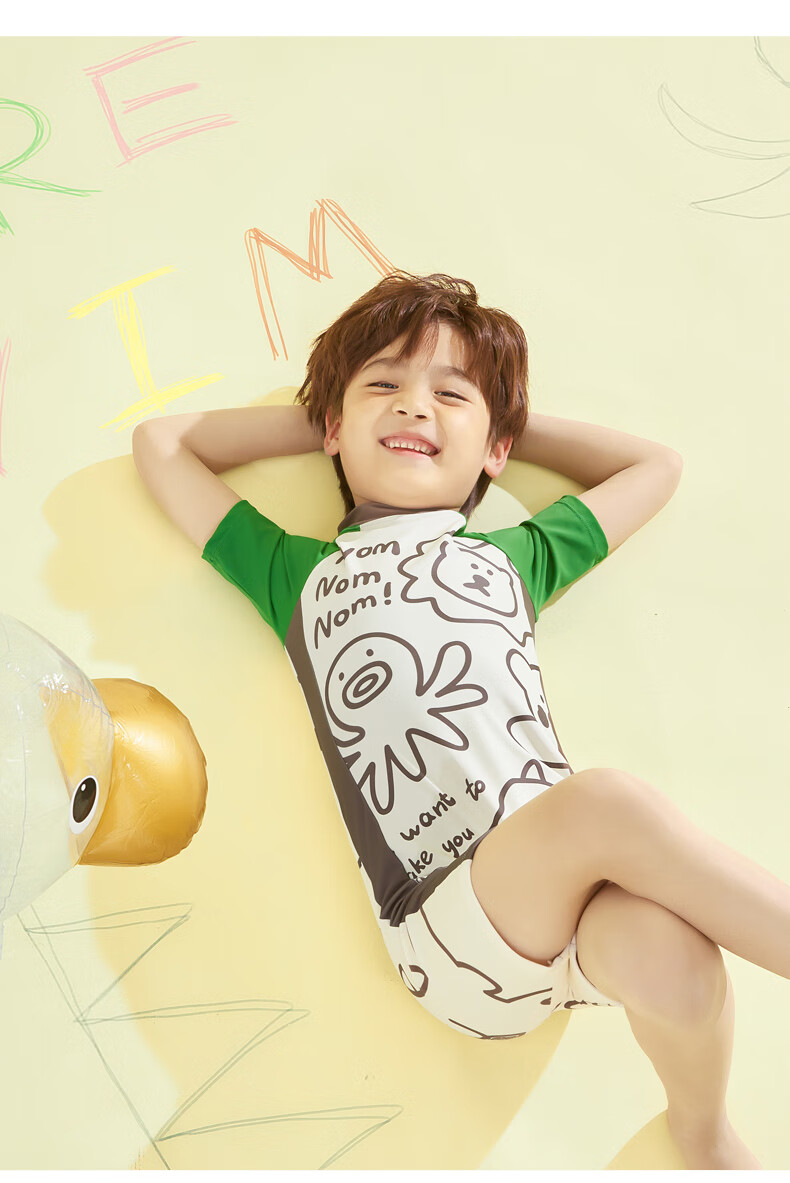 Adoreswim Boys' Swimwear, New Summer 2025 Style, One-Piece Long-Sleeve Sun Protection Swimsuit for Older Boys 7