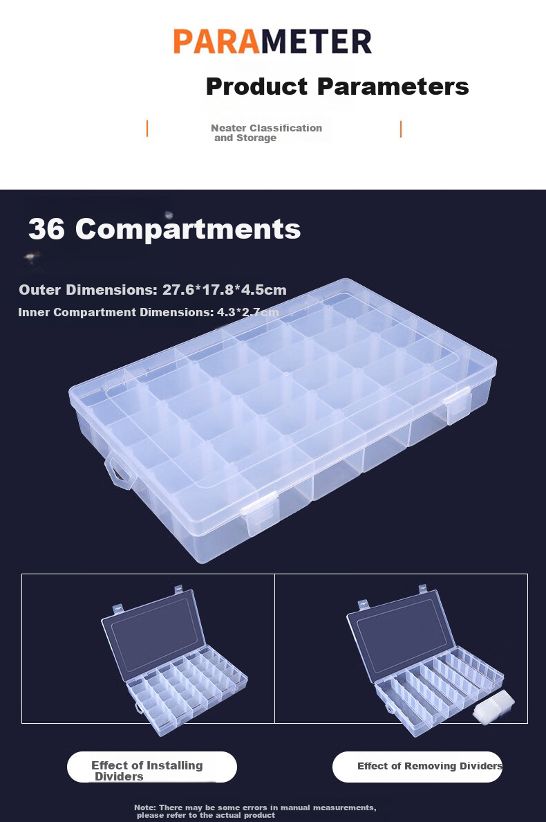 Chaoji Jia Pin Multi-Compartment Storage Box, Transparent with Lid, Divided Plastic Container for Screws And Accessories, Tool Organizer, Sorting Box 11