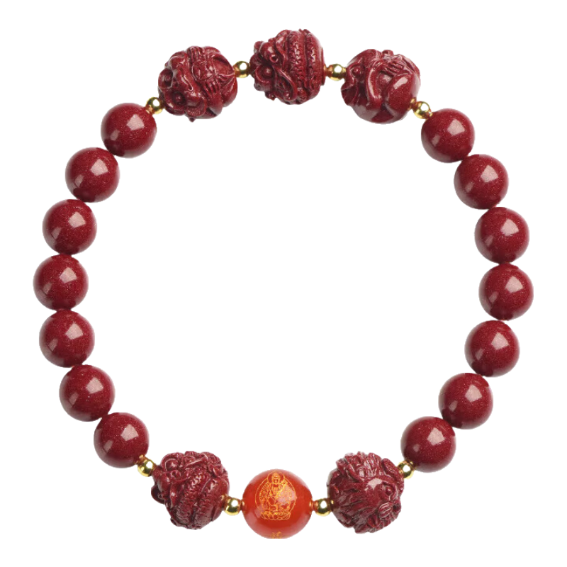 MANHE Cinnabar Bracelet for Men, Three-In And Six-In Authentic Amulet Jewelry Bracelet for Women, Fortune-Turning Beads, Girlfriend Birthday Gift