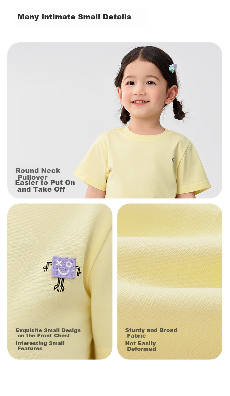 BALABALA [Same As in Mall] Children's Short Sleeve T-Shirt, Boys And Girls Top, Summer Quick-Dry Pure Cotto 4