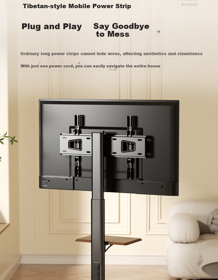 Enlipu TV Stand for 32-75 Inch, Floor-Standing TV Bracket, No Drilling Required, Movable Floor TV Stand Compatible with Multiple Brands of TVs 5