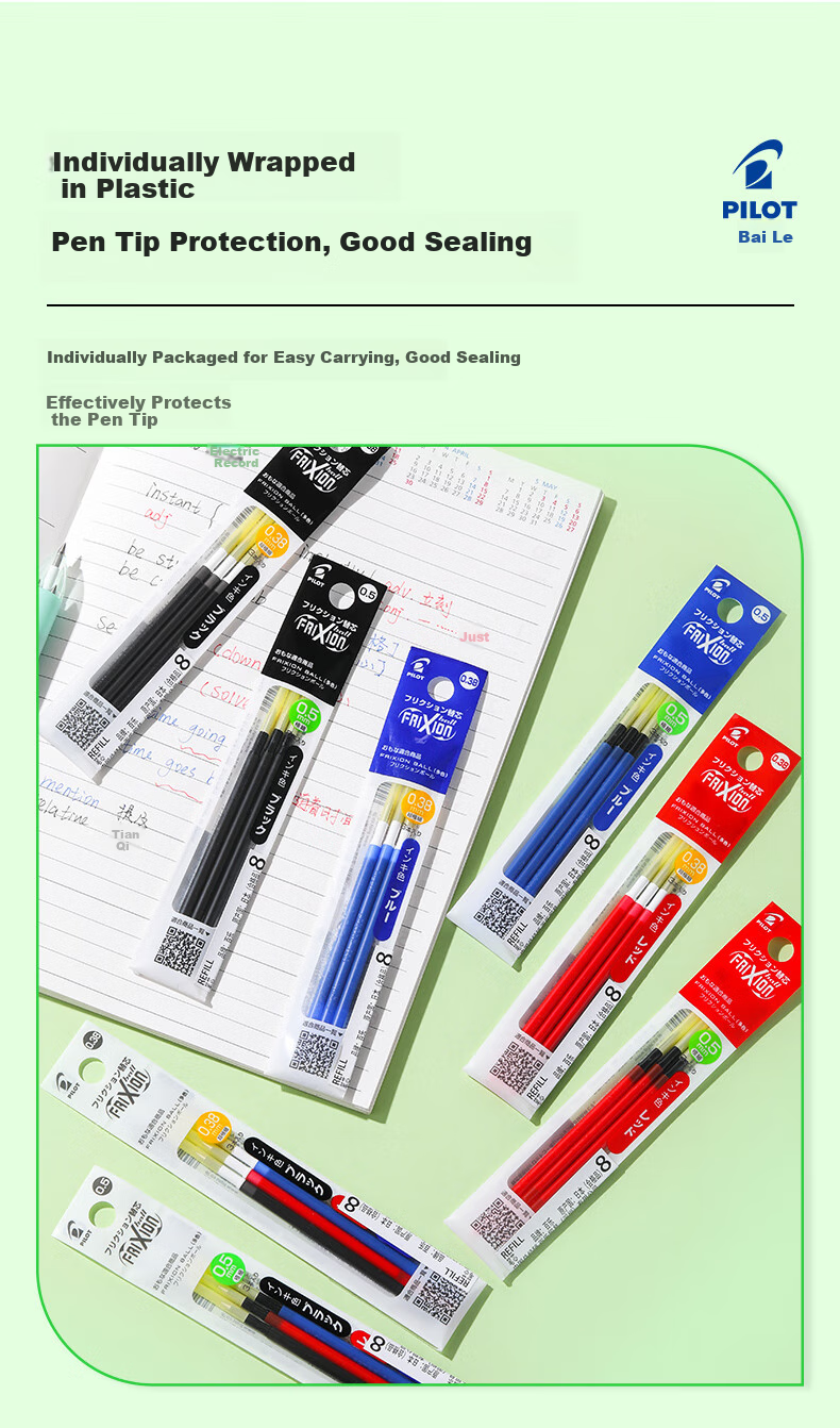 PILOT Erasable Multifunctional Pen Refill Bullet Tip Erasable Pen Signature Pen Ink Pen Refill Student Stationery Office Supplies LFBTRF30EF3L 0.5mm Blue 3-Pack 7