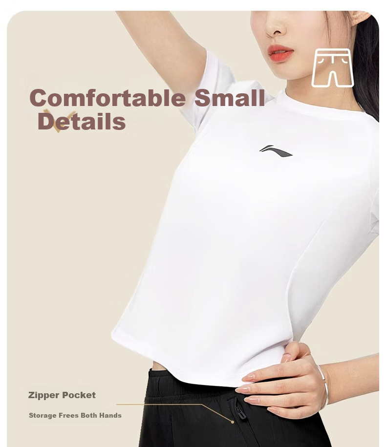 Li-Ning Women's Sports Shorts, Summer New Style, Running Ice Silk Quick-Dry Casual Beach Shorts, Yoga Loose Three-Quarter Length Pants, Size M 11