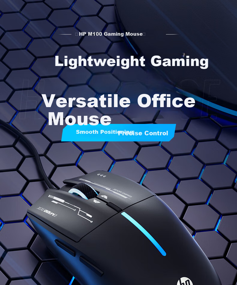 HP M100 Wired Gaming Mouse with RGB Breathing Light, Mechanical E-Sports Mouse for LOL, PUBG, CSGO, Laptop And Desktop Computer Office Universal, Black with Sound 1
