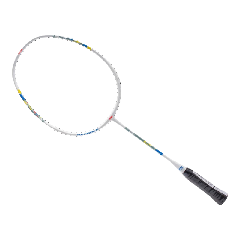 Li-Ning Badminton Racket, Leiting KIDS PLAY Children's Entry-Level Racket, Ultra-Light Feather Racket, Pearl White/orange, Pre-Strung
