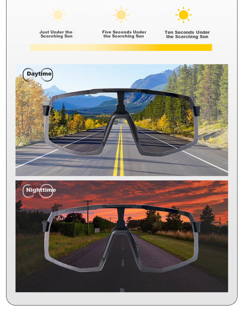 PEAK Cycling Glasses with Photochromic Lenses for Nearsighted Men And Women, Outdoor Sports Running Bicycle Windproof Sandproof Day And Night Dual-Use Goggles 4