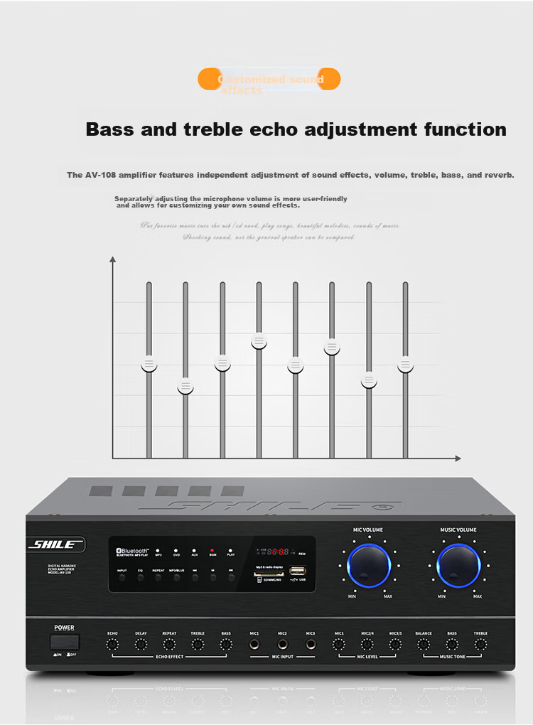 SHILE Professional Small to Medium-Sized Conference Room Audio System Set with Wall-Mounted Speakers, Amplifier, And Microphone Combination Teaching Training Lecture Audio System AV108+108*2 Black+SH10 4