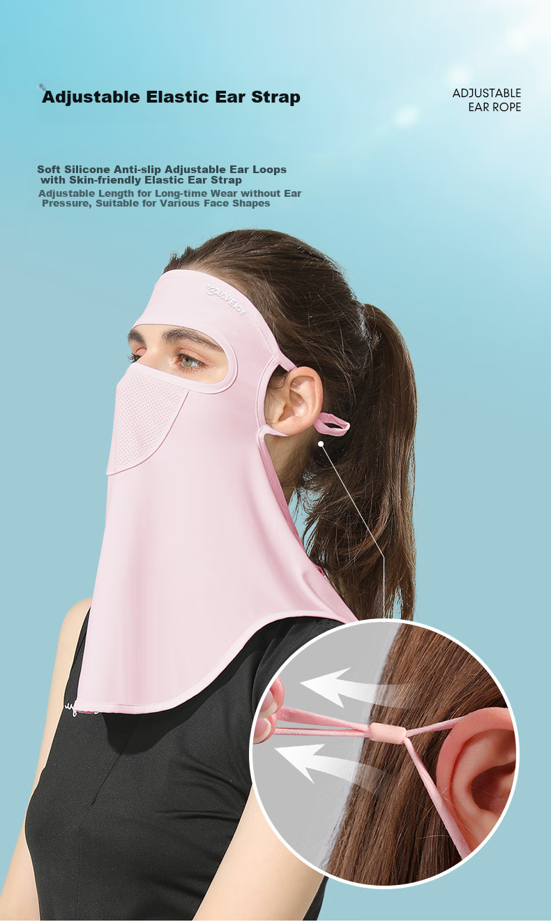 GLO-STORY Sun Protection Face Mask for Women, Full Face Sun Protection Mask for Outdoor Cycling And Golf, Ice Silk Thin Face Covering Face Mask WKZ214013 Arctic Gray 10