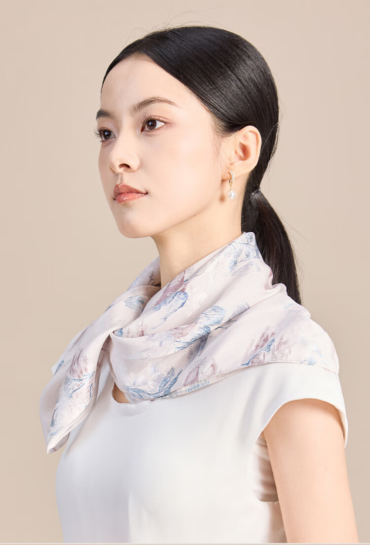 JIUMU 100% Mulberry Silk Scarf Square Shawl for Women Birthday Gift Box for Mom Dragon Boat Festival 12