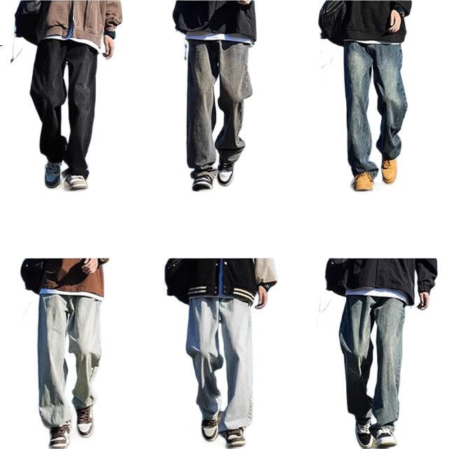 Джинсы Homlean Vintage Street-Style для мужчин, весна-лето, нишевые трендовые универсальные выстиранные длинные брюки в американском стиле, 05 черный 3XL