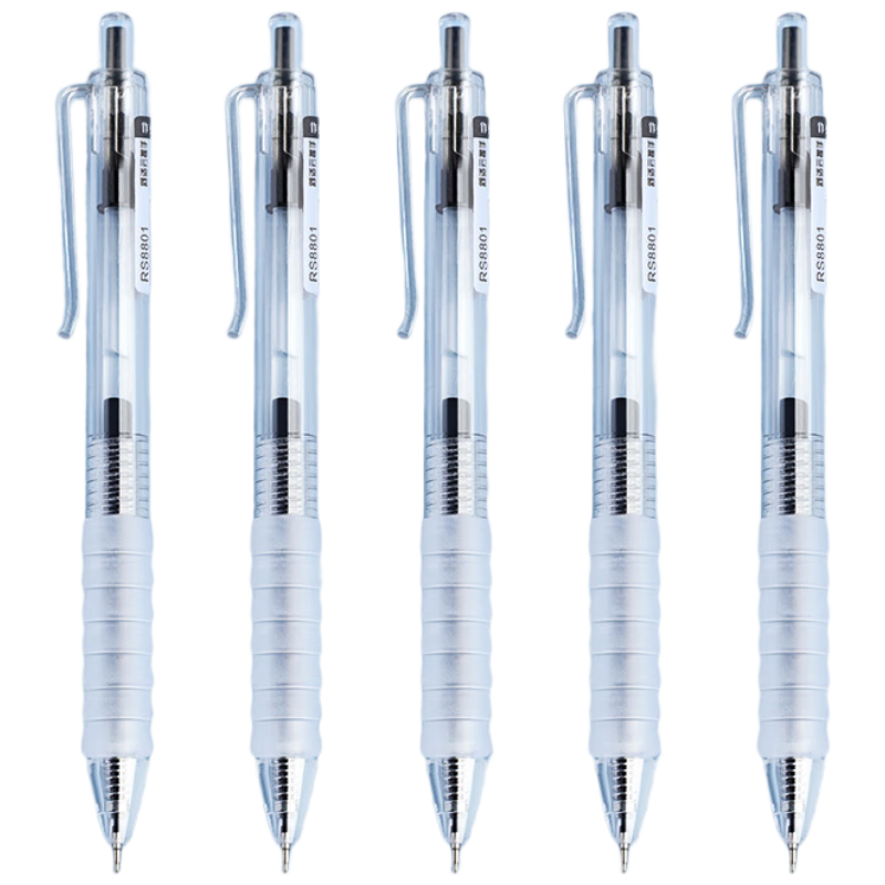 TRUECOLOR Exam Essential Click Gel Pen Student Test Carbon Fiber Quick-Dry Simple Black Pen Comfortable Smooth Popular 5pcs/Box 0253