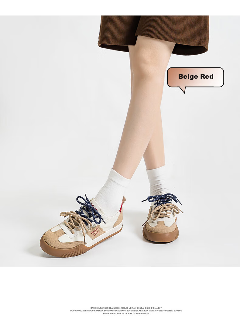 Huili Official Women's Sneakers, Summer 2026 Women's Shoes, Retro Trendy Comfortable Dexun Shoes for Women, Beige And Black, Size 37 11