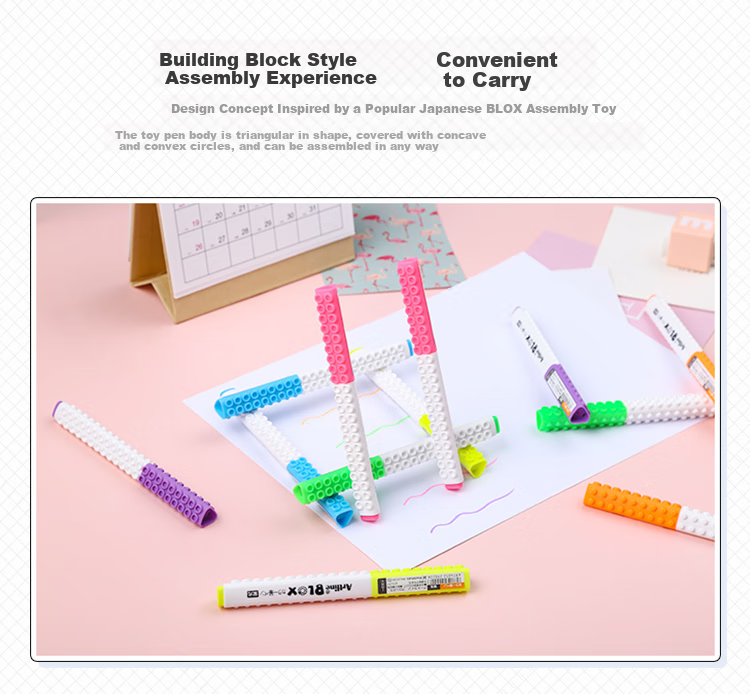 [Back to School Essential] Shachihata BLOX Series Connectable Candy Markers for Exams And Highlighting, Water-Based Pens, Fluorescent Pens, 0.4mm, Fluorescent Yellow, KTX-200F 1