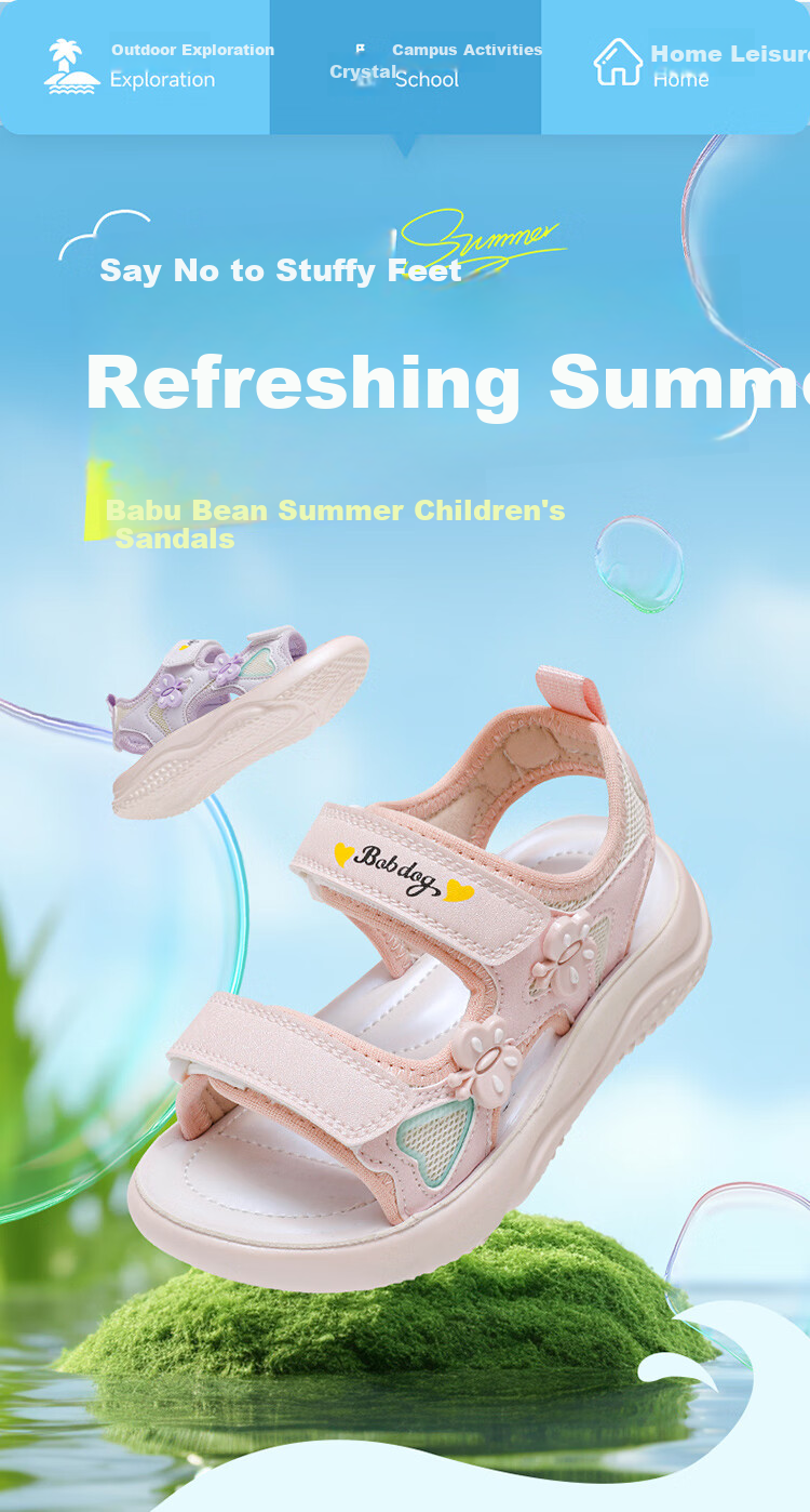 BOBDOG Kids Summer Girls Casual Lightweight Children's Sandals Fashion Princess Shoes 105552101 Sakura Pink Size 28 1