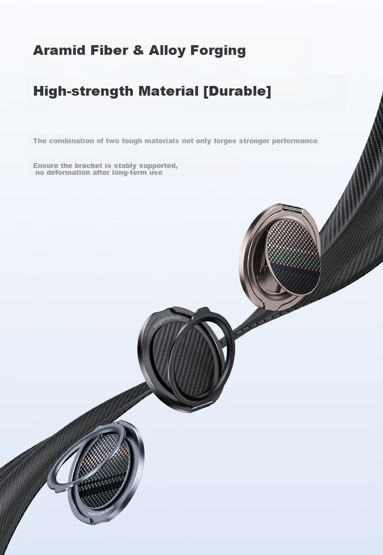 Benks Magsafe Magnetic Ring Stand with Desktop And Ring Holder, 360° Rotating Aurora Pattern, Apple Aramid Fiber Strong Magnetic Phone Holder, Portable Photography Stand 3