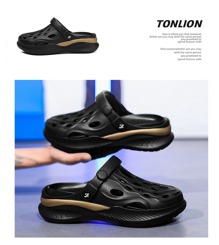 TonLion Sandals for Men And Women, Summer Couple Style, Hole Shoes, Men's Outdoor Breathable Beach Slippers, Beige Brown, Size 40/41 2
