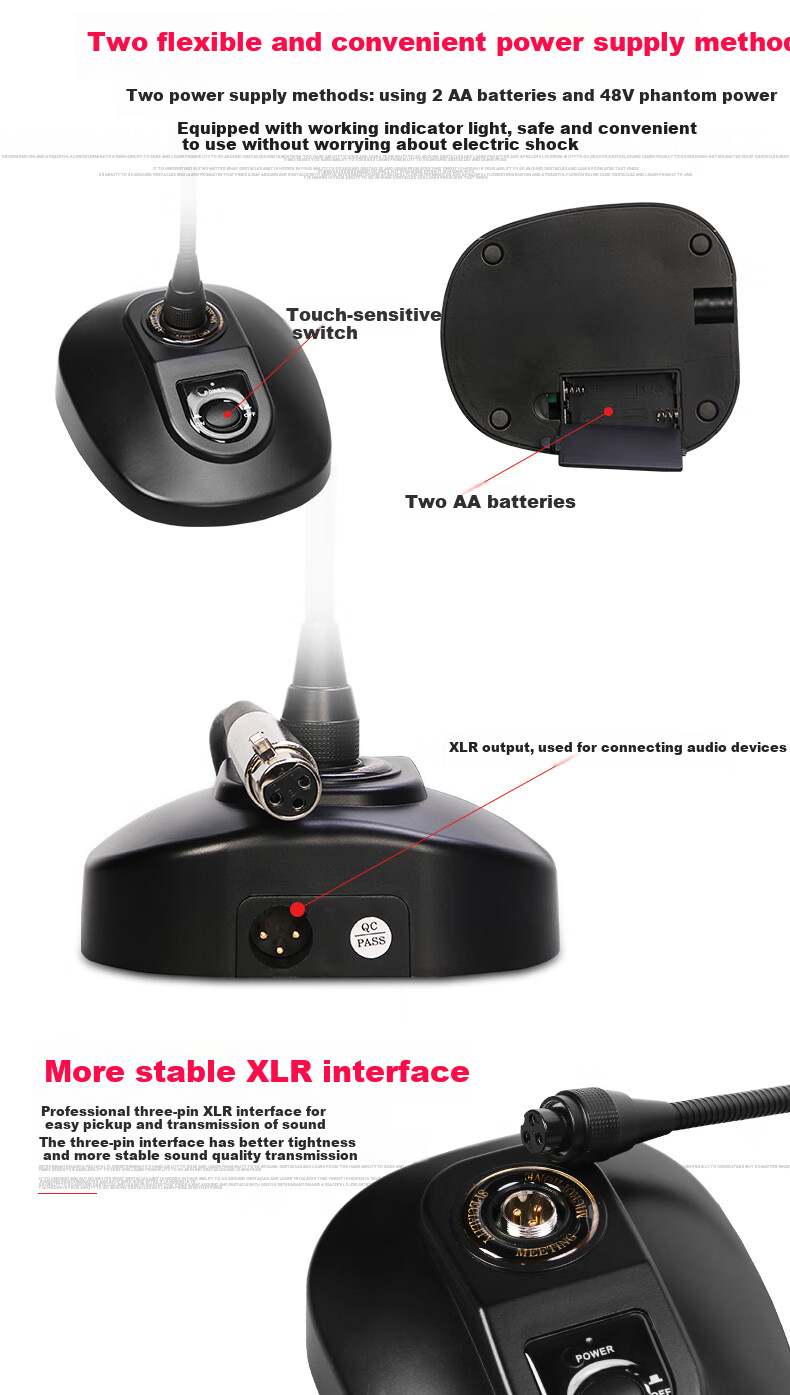 Depusheng D120 Professional Conference Microphone, Computer Training Lecture Call Online Course Teaching Voice Zoom All-In Machine Recording Audio Condenser Gooseneck Desktop Microphone Enhanced Sound Pickup 3