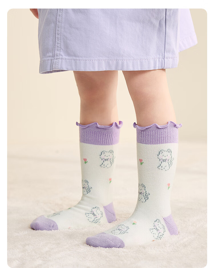 BALABALA BalaOne Children's Socks Autumn Winter Girls' Socks Jacquard Medium to Large Kids Wool Blend Three-Pair Pack 208425172001 2