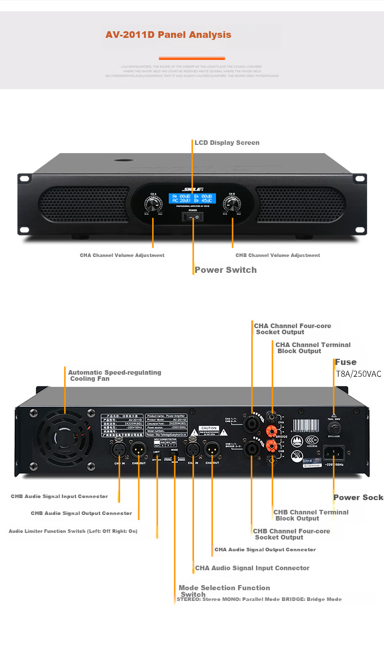 SHILE AV-2011D Pure Amplifier, Stage Performance Large-Scale Conference Multi-Functional Hall Lecture High-Power Amplifier System 14