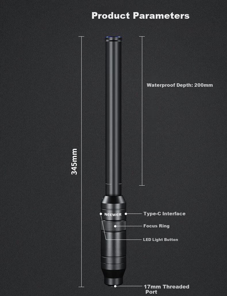 NEEWER Phone Lens, 16mm Macro Probe, Suitable for 17mm Threaded Back Plate Mount, IPhone 18 Pro Max, Rabbit Cage Accessories, for Long-Distance Shooting, Insects And Plants Close-Ups, Photography 16