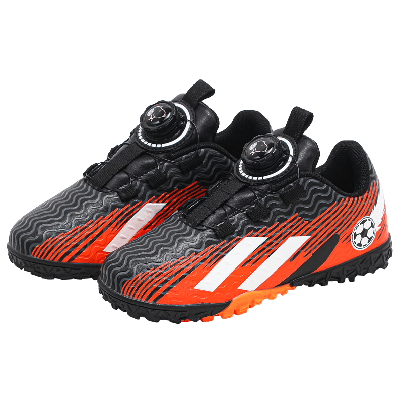 SNOOPY Boys' Football Shoes Kids' Durable Training Sports Shoes 3875 Black Orange Size 36