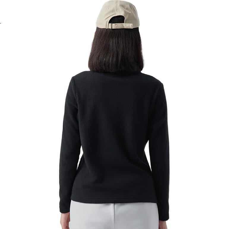 TECTOP Women's Fleece Jacket, Outdoor Windproof And Warm Stand Collar, Soft And Comfortable, 46ZR Classic Black, XL