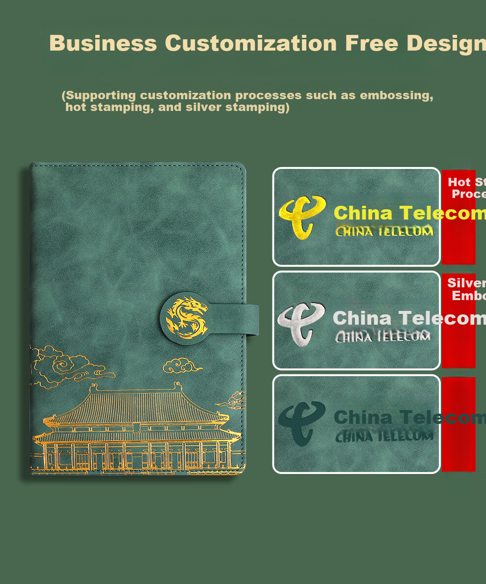Jiaranheng Chinese Style Notebook, Aesthetic A5 Dragon-Shaped Clasp, Thickened Journal, High-End Exquisite Diary, Business Gift, Office Stationery, Customizable, Dark Gree 15