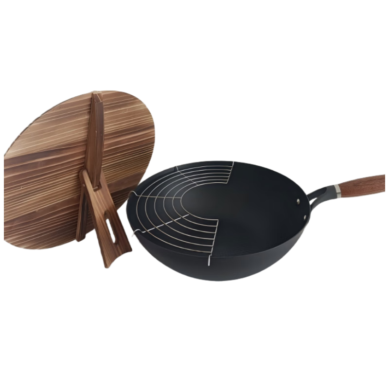JD Original Wok, Iron Pan for Stir-Frying without Coating, Compatible with Induction And Gas Stoves, Flat Bottom, Imported Extreme Iron [Hand-Forged Hammer Pattern], 30cm