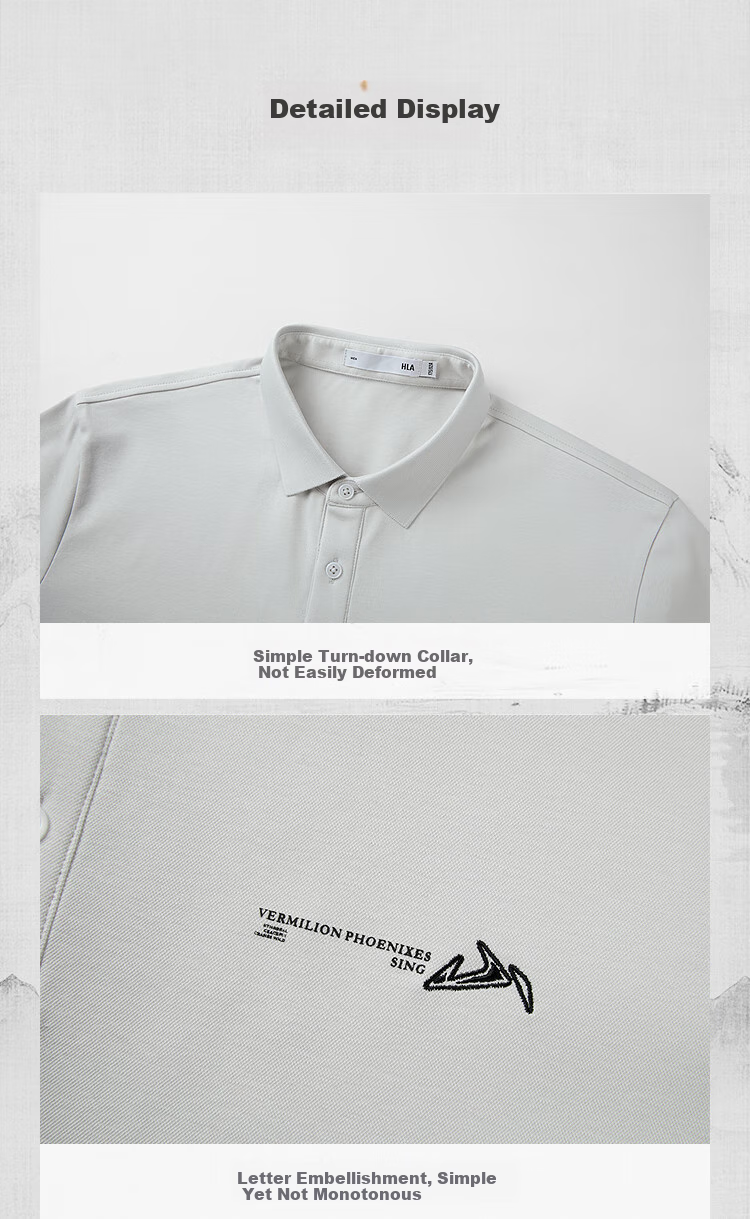 HLA Short-Sleeve Shirt for Men, Shan Bu Zai Gao Series, Cool-Feeling Short-Sleeve Shirt for Men in Summer 12