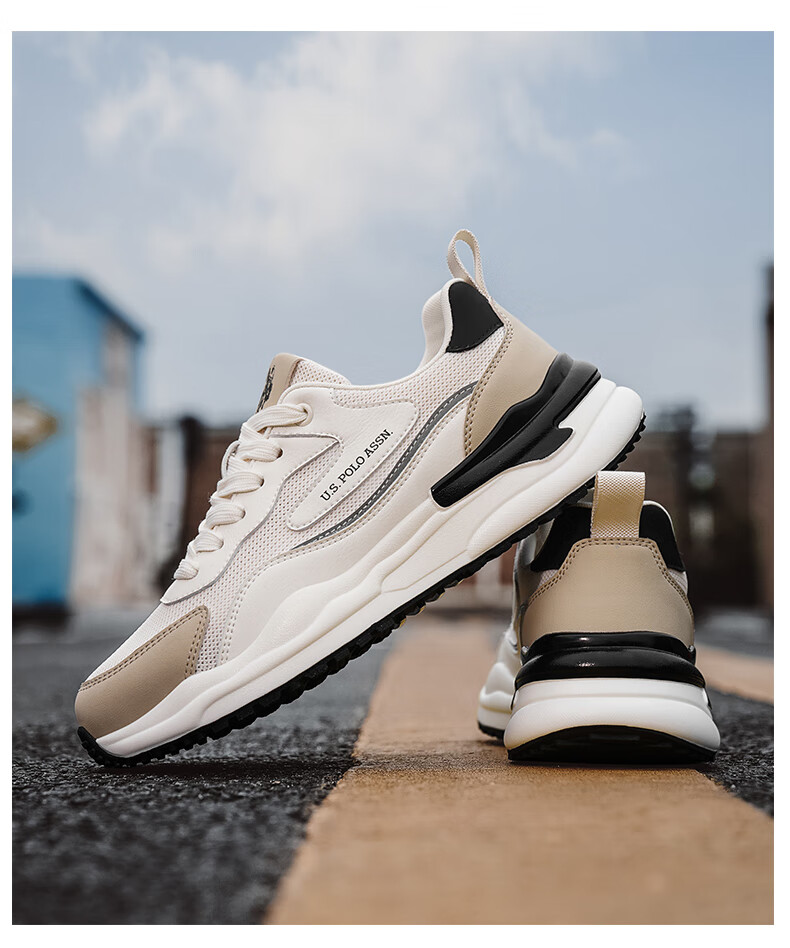 U.S. POLO ASSN. Men's Shoes, Autumn New Style, Breathable Thick-Soled Casual Shoes, Low-Top Mesh Forrest Gump Shoes, Sports Running Shoes for Me 19