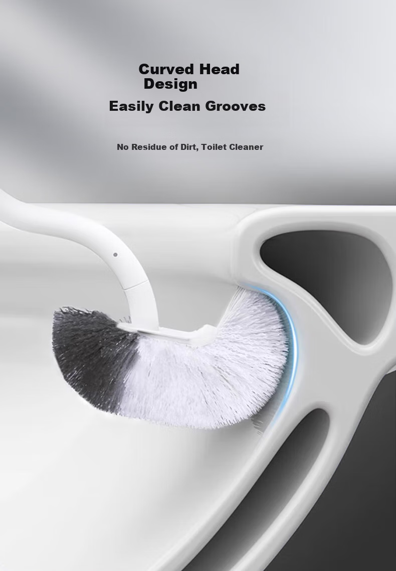 Baoshi Suction Cup Toilet Brush Set, Bathroom Cleaning Brush, Toilet Cleaner without Dead Angles, Extended Handle with Storage Space 4