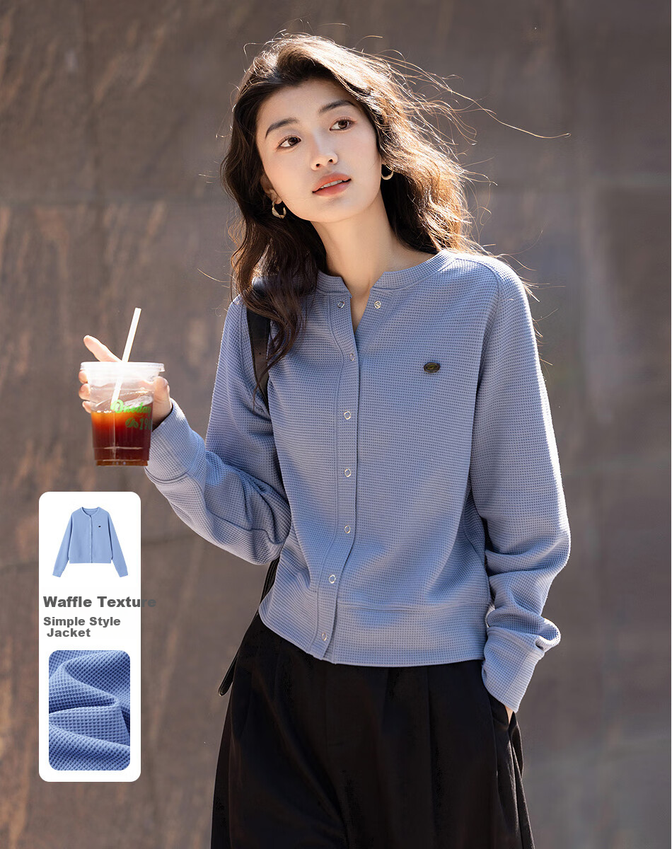 Dme [Natural Series] Spring And Autumn Korean-Style Waffle Texture Four-Button Slim-Fit Women's Jacket 1