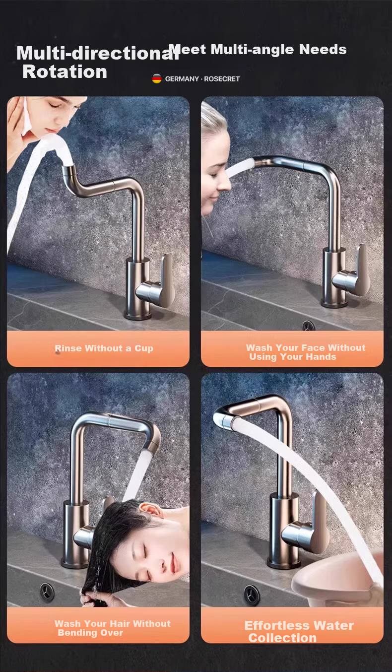 Rosecret 【Germany】Extra Thick Stainless Steel Basin Faucet High Polish Household Bathroom Hot and Cold Wash Basin Faucet MPLT 6