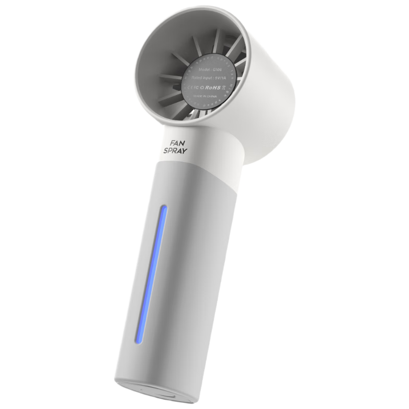 KPD KEEP PURSUING DREAMS Handheld Mini Fan, High-Speed Powerful with Spray Cooling, Portable Mini USB Rechargeable Electric Fan for Office, Student Dormitory, Desktop, Outdoor Use G106 White